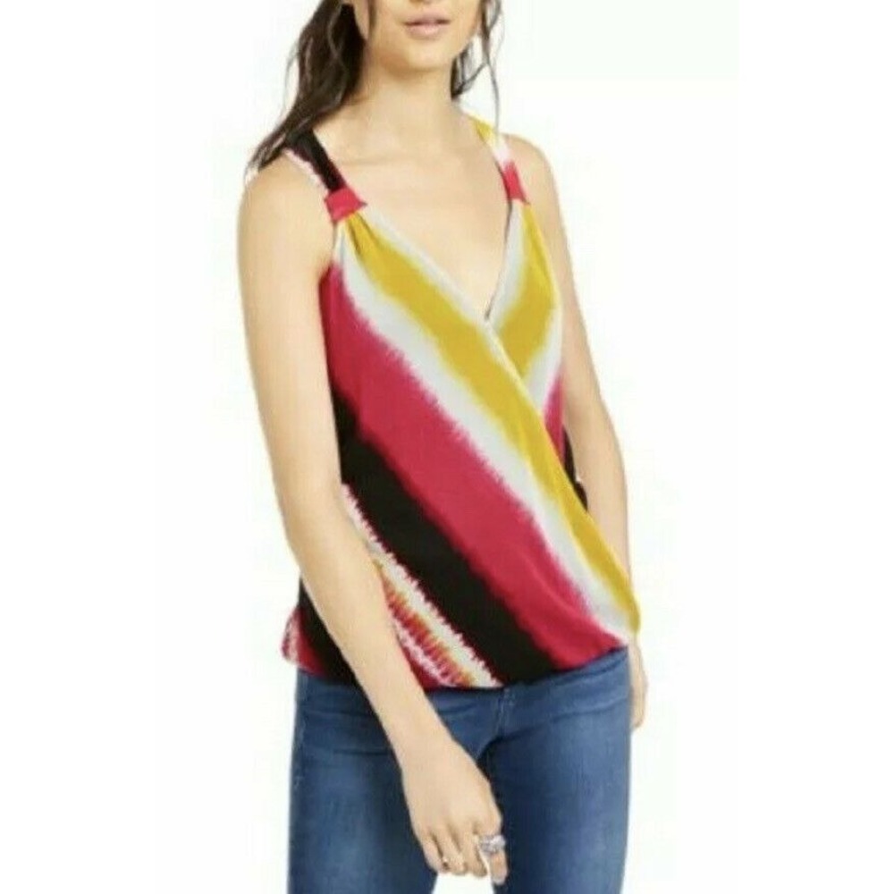 INC Concepts Womens Tie Dye Surplice Neck Sleeveless Blouse Top‎ Multi Size M